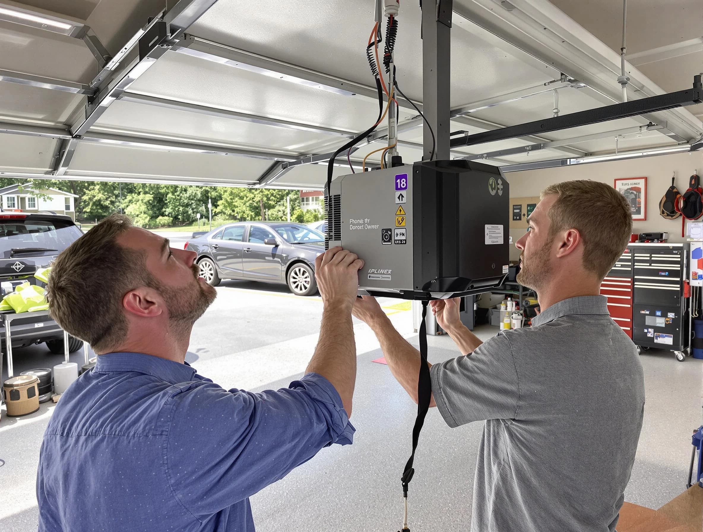 Bothell Garage Door Repair technician installing garage door opener in Bothell