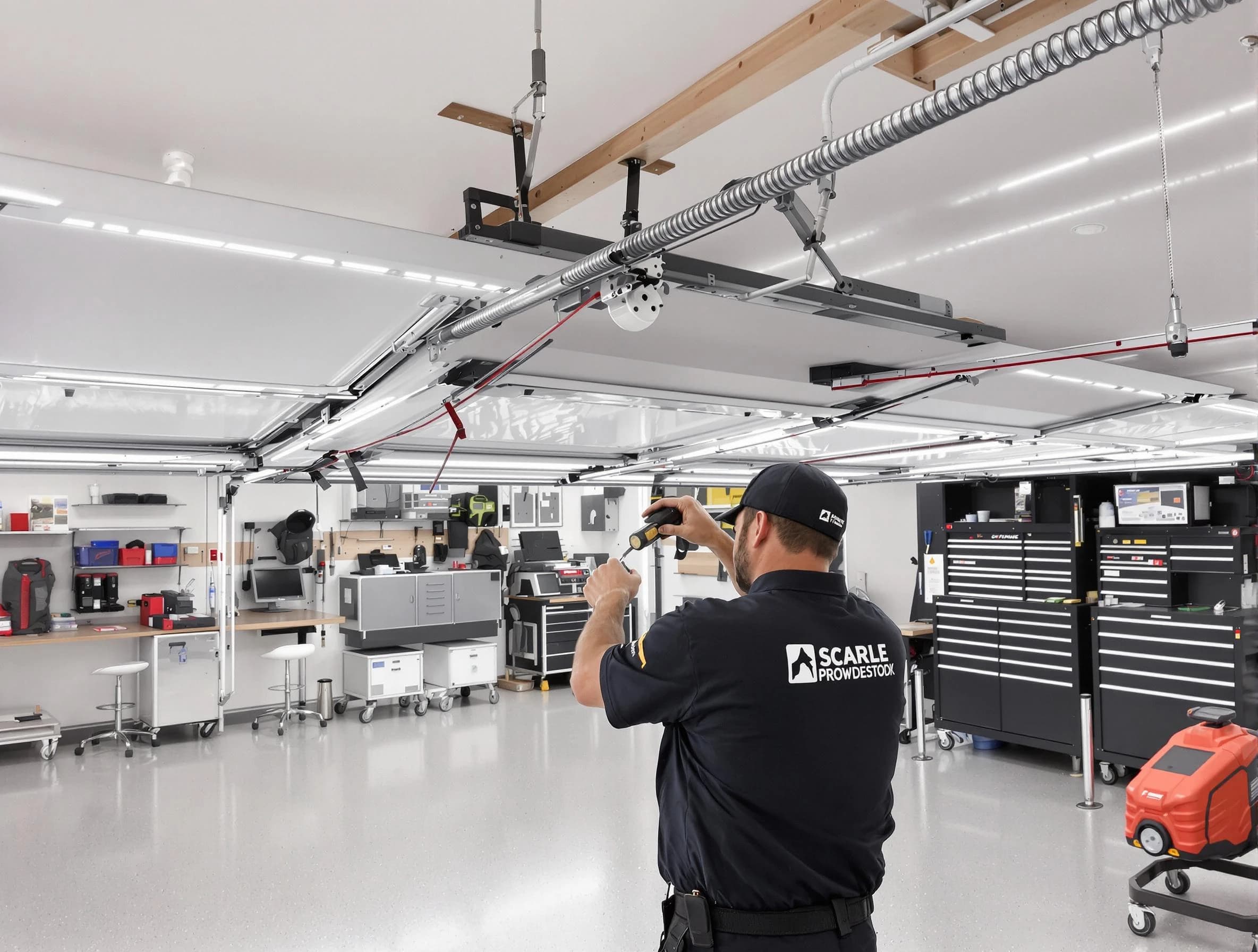 Bothell Garage Door Repair technician repairing overhead garage door in Bothell