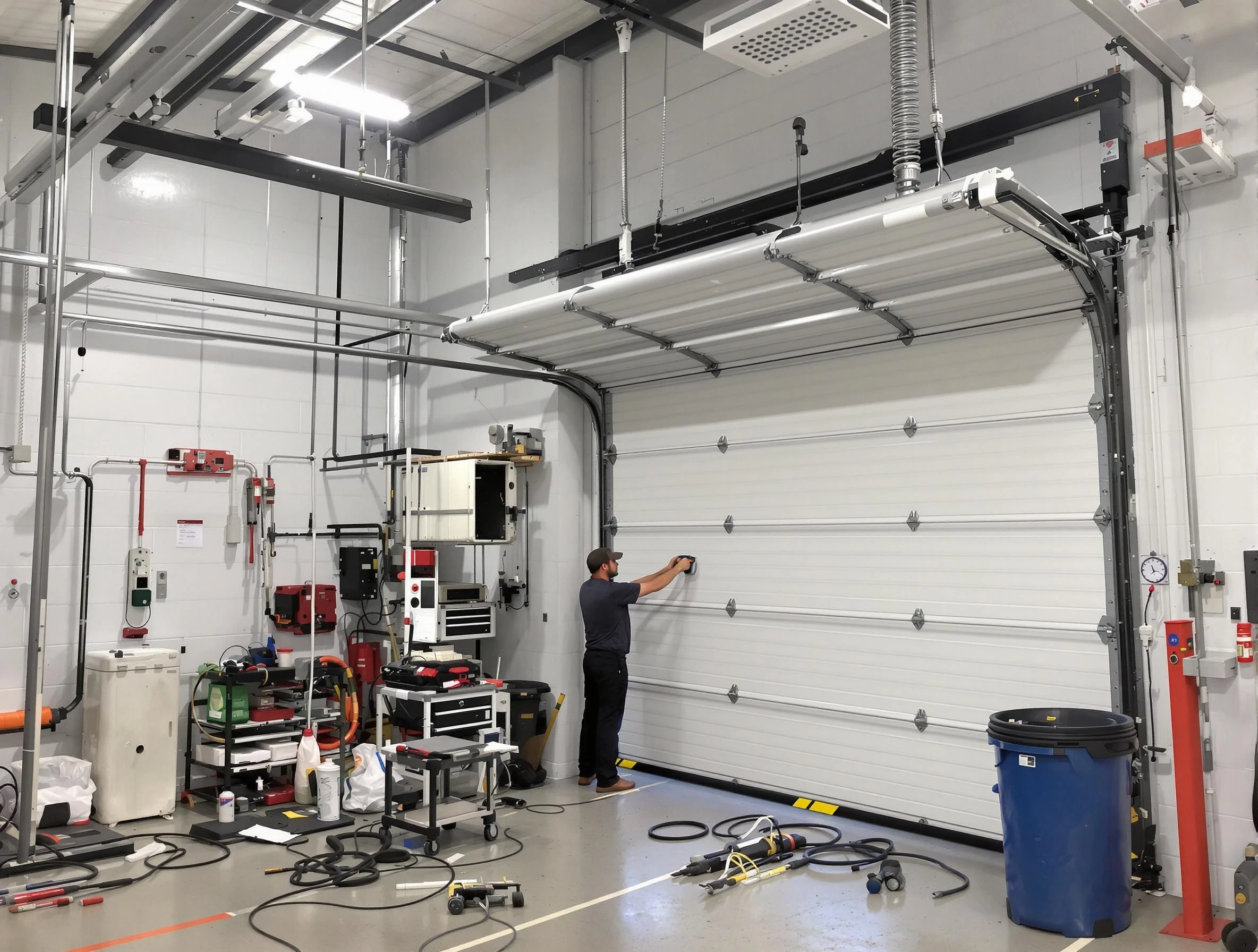 Bothell Garage Door Repair certified technician performing commercial door repair at a Bothell business facility