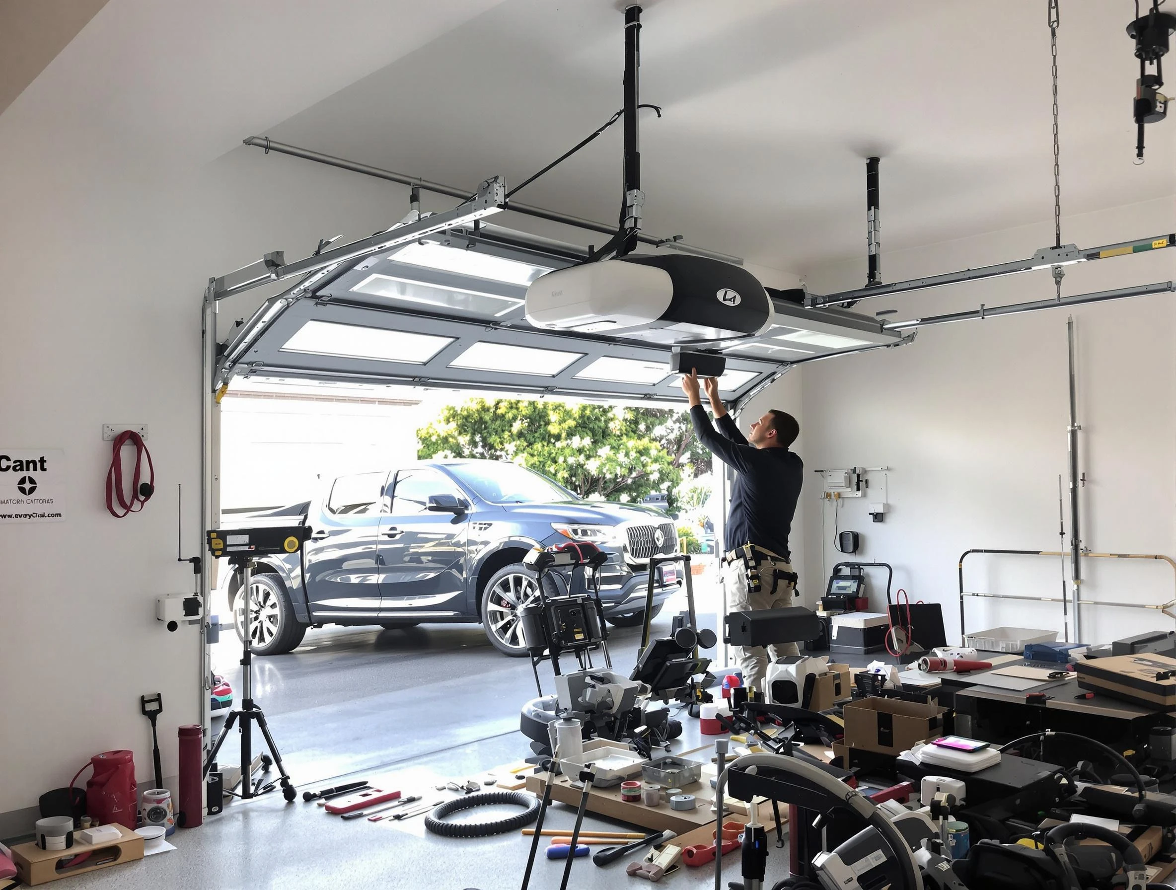 Bothell Garage Door Repair specialist installing smart garage door opener system in Bothell home