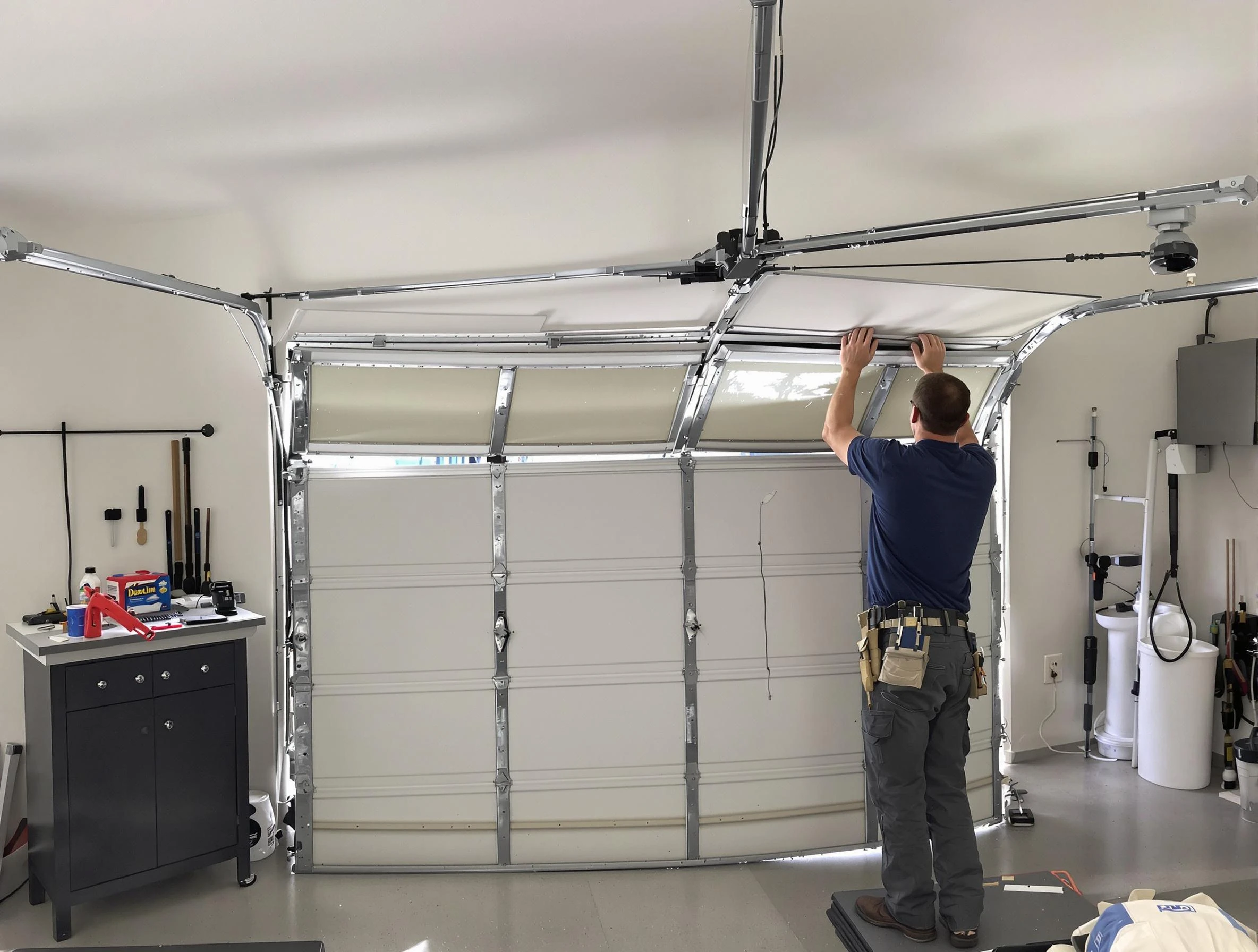 Bothell Garage Door Repair specialist performing precise section replacement on Bothell garage door